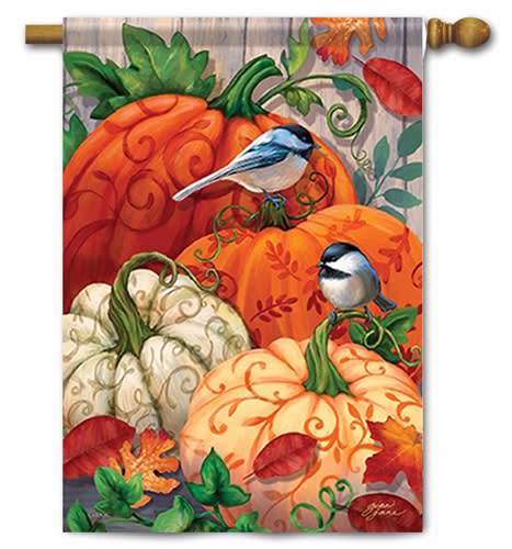 Scrollwork Pumpkins Decorative House Flag