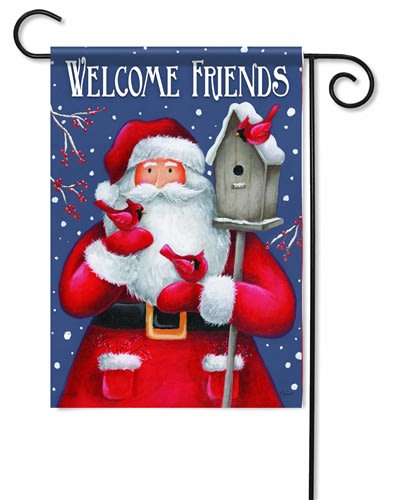 Santa & Birdhouse Decorative Garden Flag