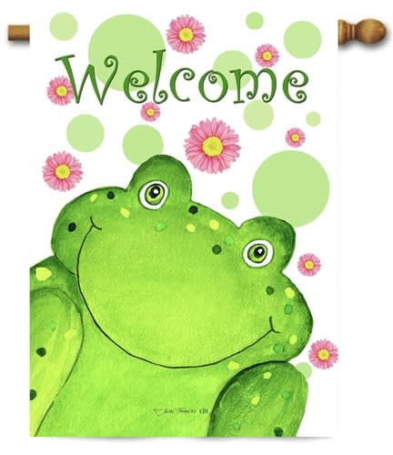 Welcome Frog  Decorative House Flag