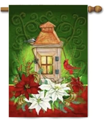 Poinsettia Lantern House Flag