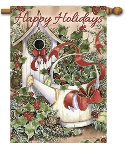 Holiday Birdhouse Decorative House Flag