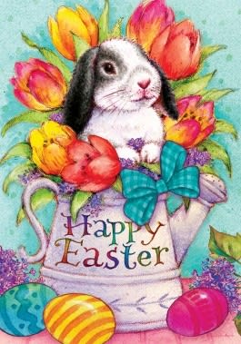 Easter Bunny & Tulips Decorative House Flag