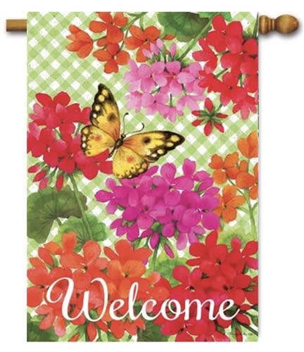 Gingham Geraniums Decorative House Flag