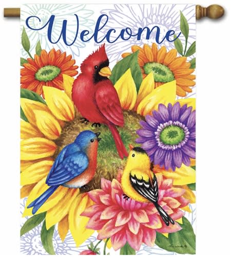 Birds and Flowers Decorative House Flag