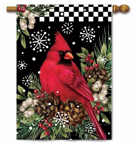 Cardinal Pine Cones Decorative House Flag