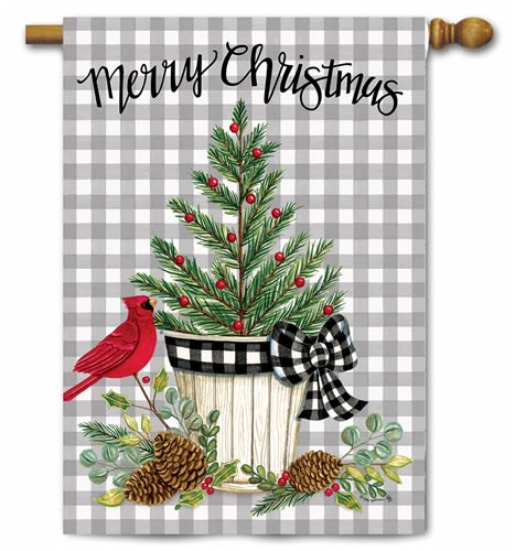 Cardinal Christmas Tree Decorative House Flag