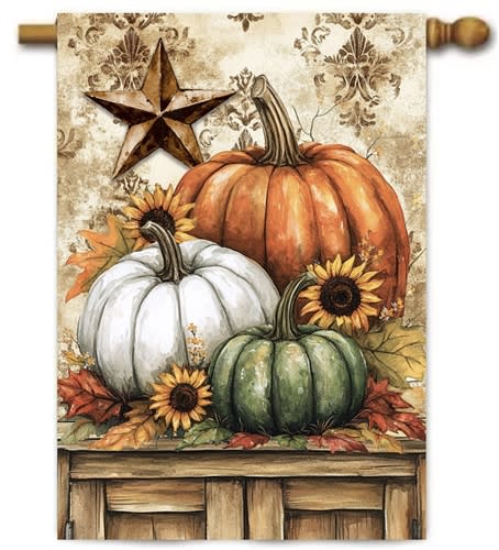Rustic Pumpkins Decorative House Flag