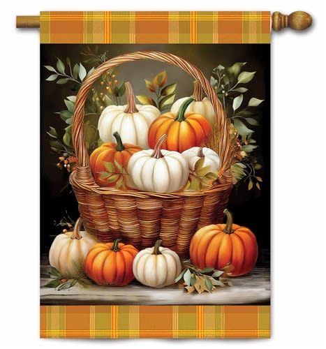 Pumpkin Basket Decorative House Flag