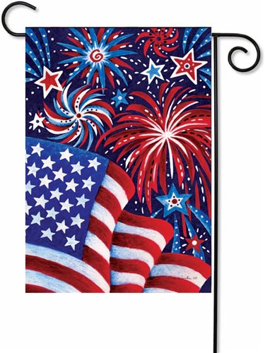 Fireworks and Flag Decorative Garden Flag