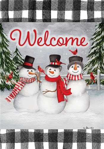 Snowman Trio Decorative Garden Flag