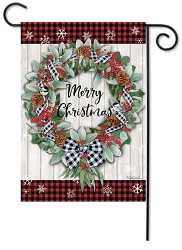 Gingham Wreath Decorative Garden Flag