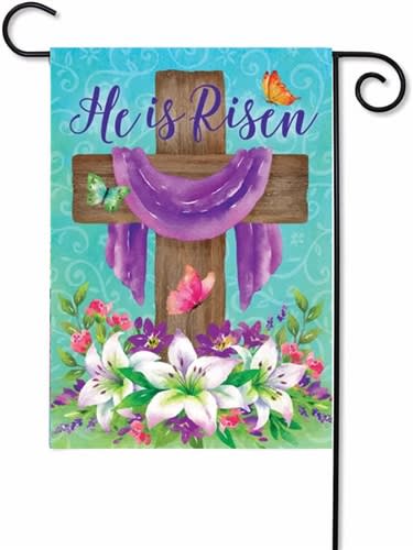 He Is Risen Cross Decorative Garden Flag