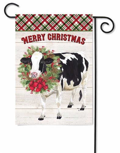 Merry Christmas Cow Decorative Garden Flag