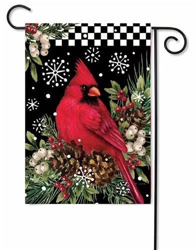 Cardinal Pine Cones Decorative Garden Flag
