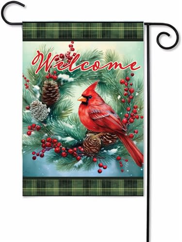Cardinal Wreath Decorative Garden Flag