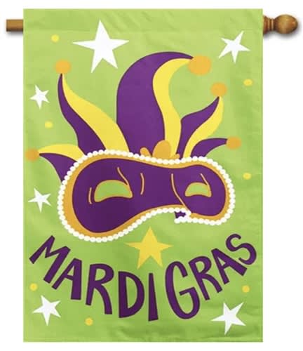 Mardi Gras Burlap House Flag