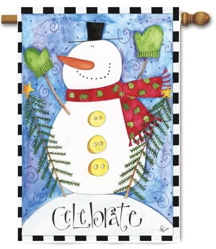 Celebrate Snowman Decorative House Flag Celebrate Snowman Decorative House Flag