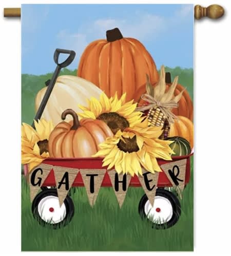 Gather Harvest Wagon Decorative House Flag