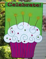 Celebrate Cupcake Applique House Flag