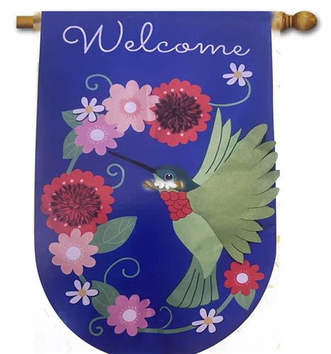 Hummingbird Applique House Flag