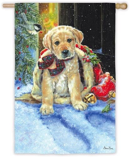 Puppy  with Bow Decorative House Flag
