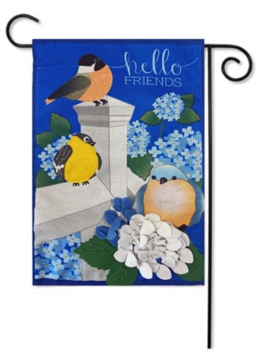 Hydrangea Garden Burlap Applique Garden Flag