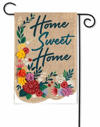 Floral Home Sweet Home Burlap Garden Flag