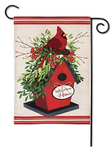 Holiday Birdhouse Applique Garden Flag