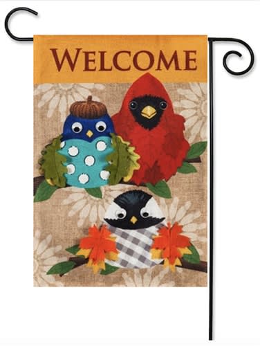 Fall Portly Birds Burlap Garden Flag
