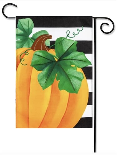 Pumpkin Stripe Burlap Garden Flag