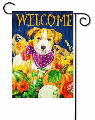 Pumpkin Pup Textured Decorative Garden Flag