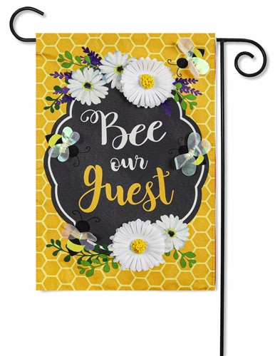 Bee Our Guest Frame Linen Decorative Garden Flag