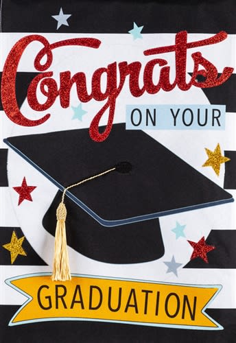 Congrats Grad Applique Linen Garden Flag
