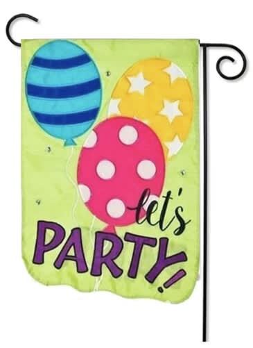 Let's Party Balloons Applique Garden Flag