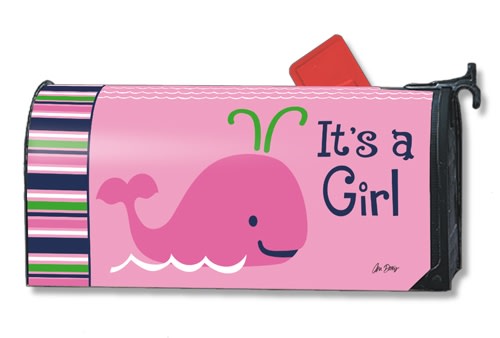 Whales - It's a Girl MailWraps Magnetic Mailbox Cover