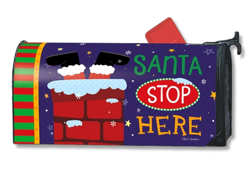 Santa Stop Here MailWraps Magnetic Mailbox Cover