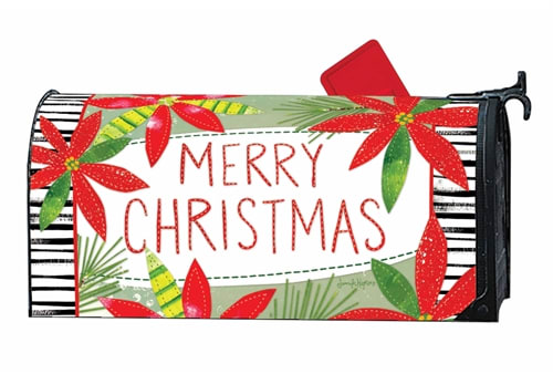 Holly Jolly Poinsettias MailWraps Mailbox Cover