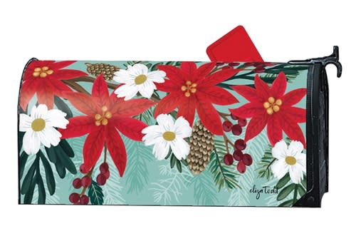 Poinsettia Bloom MailWraps Mailbox Cover
