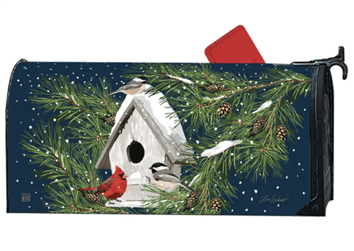 Birdhouse in Winter MailWraps Mailbox Cover
