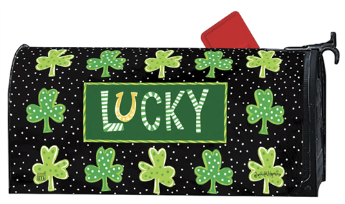 Lucky Horse Shoe and ShamrocksMailWraps Mailbox Cover
