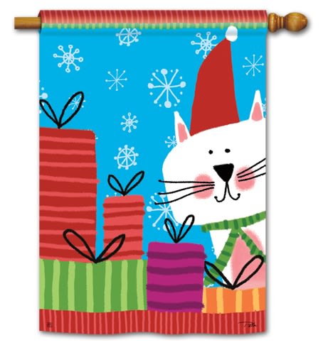 Meowy Christmas BreezeArt Standard House Flag