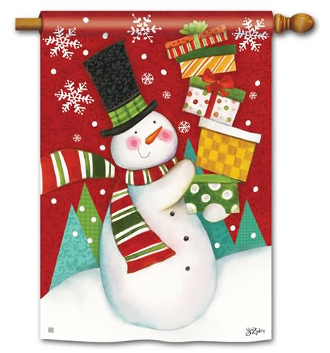 Happy Snowman BreezeArt Standard House Flag
