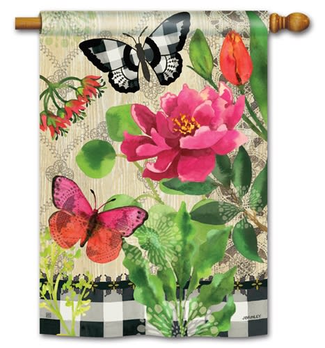 Butterflies in Check BreezeArt Standard House Flag
