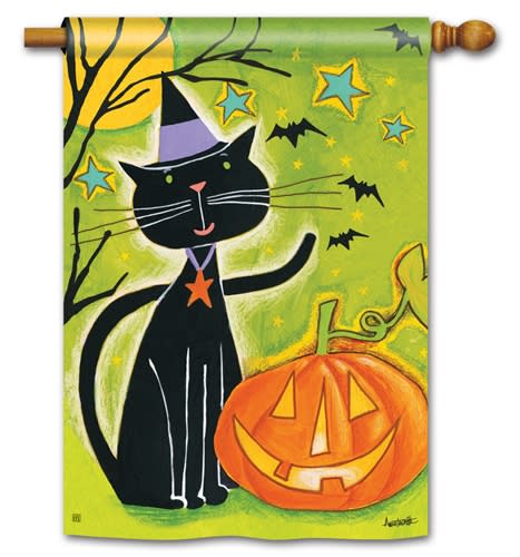 Black Cat Magic BreezeArt Standard House Flag