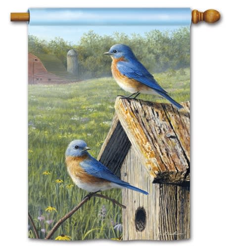 Summer Bluebirds BreezeArt Standard House Flag