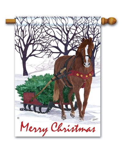 Horse Drawn Sled BreezeArt Standard House Flag