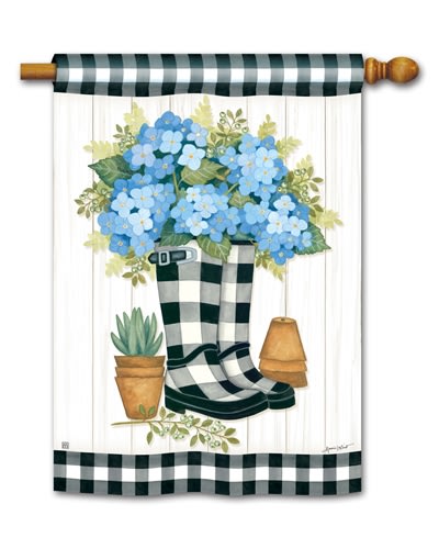 Black and White Wellies BreezeArt Standard House Flag