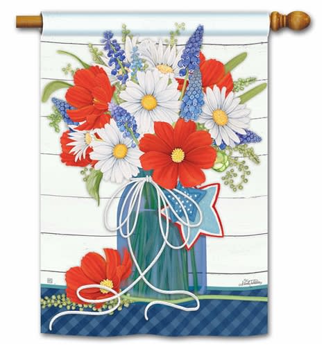 Red, White and Bloom BreezeArt Standard House Flag