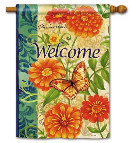 Zinnia Garden BreezeArt House Flag Zinnia Garden BreezeArt House Flag
