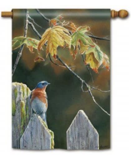 Garden Gate Bluebird BreezeArt House Flag Garden Gate Bluebird BreezeArt House Flag